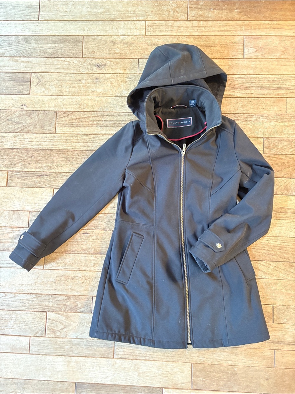 Tommy Hilfiger Women's Hooded Trench Coat in Black
